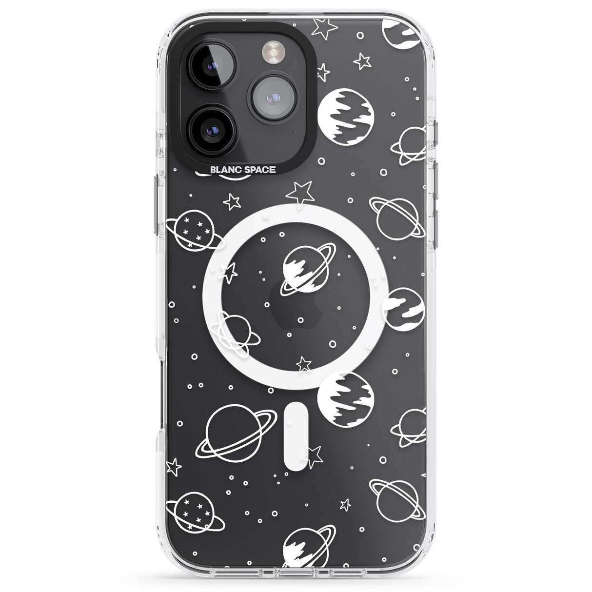 Cosmic Outer Space Design White on Clear