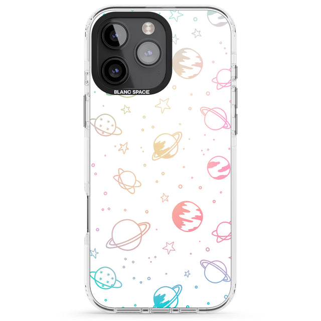 iPhone 16 Pro Max Cosmic Outer Space Design Pastels on White Black Impact Phone Case