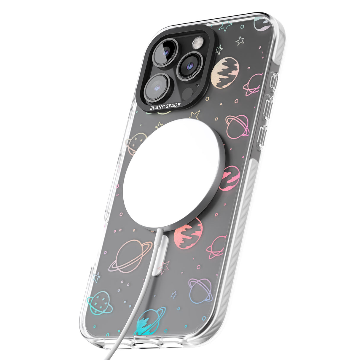 iPhone 16 Pro Max Cosmic Outer Space Design Pastels on Clear Black Impact Phone Case