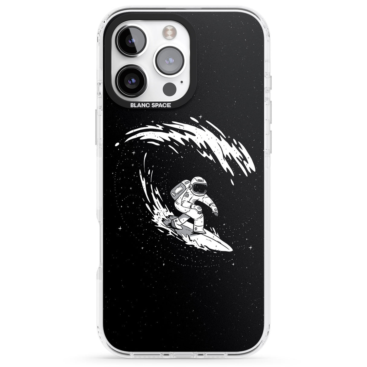 iPhone 16 Pro Max Surfing Astronaut Black Impact Phone Case