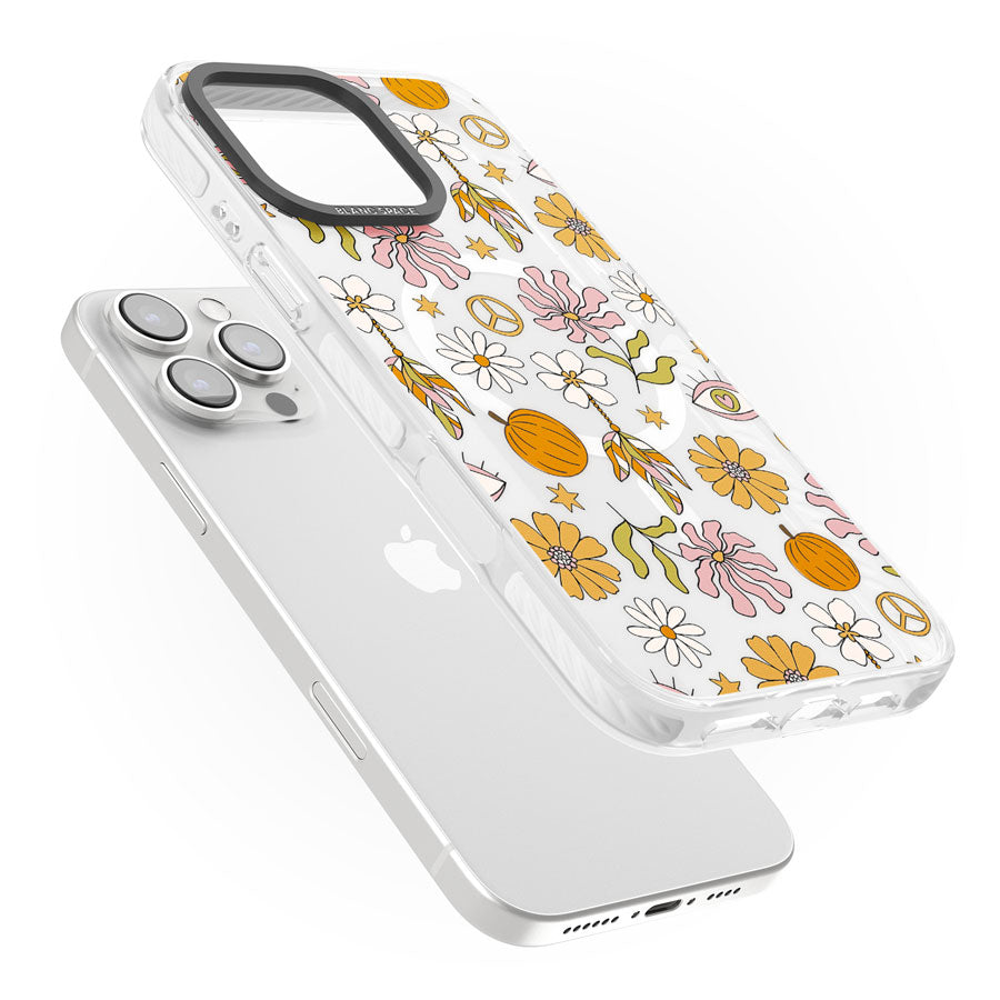 Retro Boho Fall Floral Impact Magsafe Phone Case for iPhone 16 Pro, iPhone 16 Pro Max