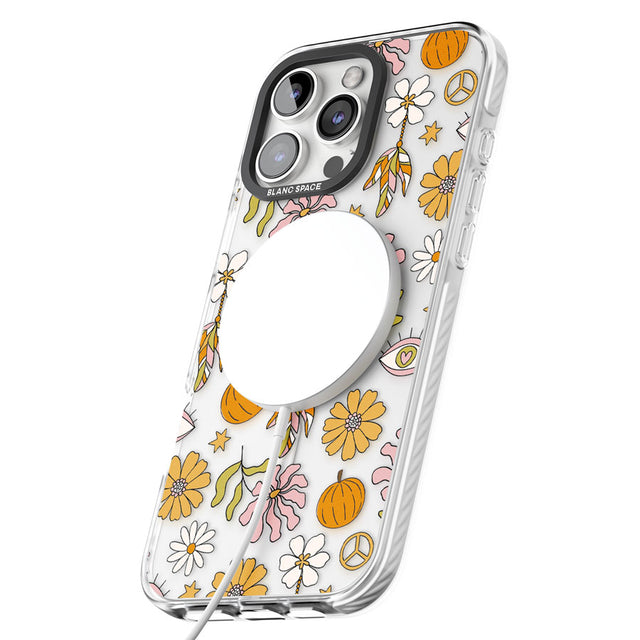 Retro Boho Fall Floral Impact Magsafe Phone Case for iPhone 16 Pro, iPhone 16 Pro Max