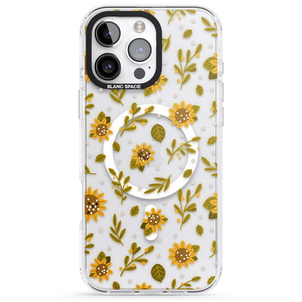 iPhone 16 Pro Max Sweet as Honey Patterns: Sunflowers (Clear) Black Impact Phone Case