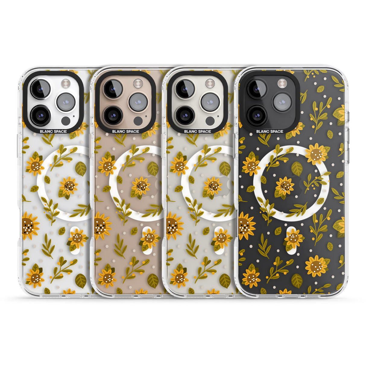 iPhone 16 Pro Max Sweet as Honey Patterns: Sunflowers (Clear) Black Impact Phone Case