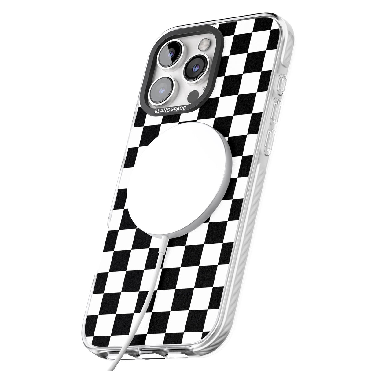 iPhone 16 Pro Max Black Checkered Black Impact Phone Case