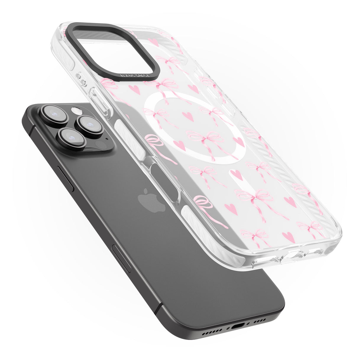 iPhone 16 Pink Bows & Hearts Clear Impact Phone Case