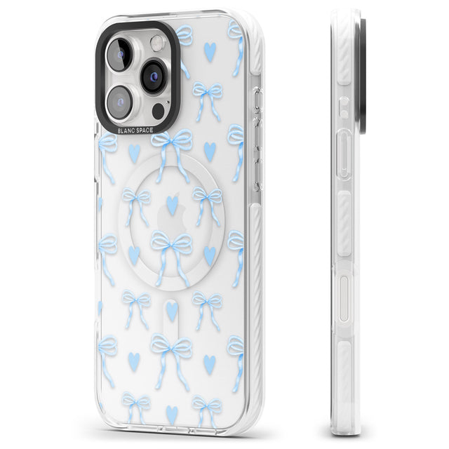 iPhone 16 Blue Bows & Hearts Clear Impact Phone Case