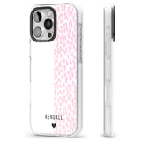 iPhone 16 Pro Max Personalised Pink & White Leopard Spots Black Impact Phone Case