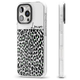 iPhone 16 Pro Max Personalised Seafoam Green & Cursive Leopard Spots Black Impact Phone Case