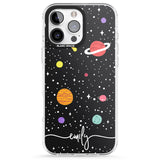 iPhone 16 Pro Max Personalised Cute Cartoon Planets Black Impact Phone Case