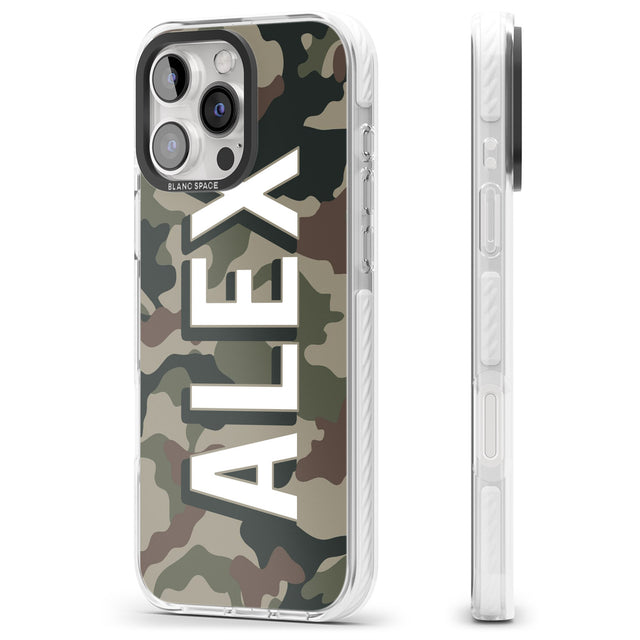 iPhone 16 Pro Max Personalised Classic Green Camo Black Impact Phone Case