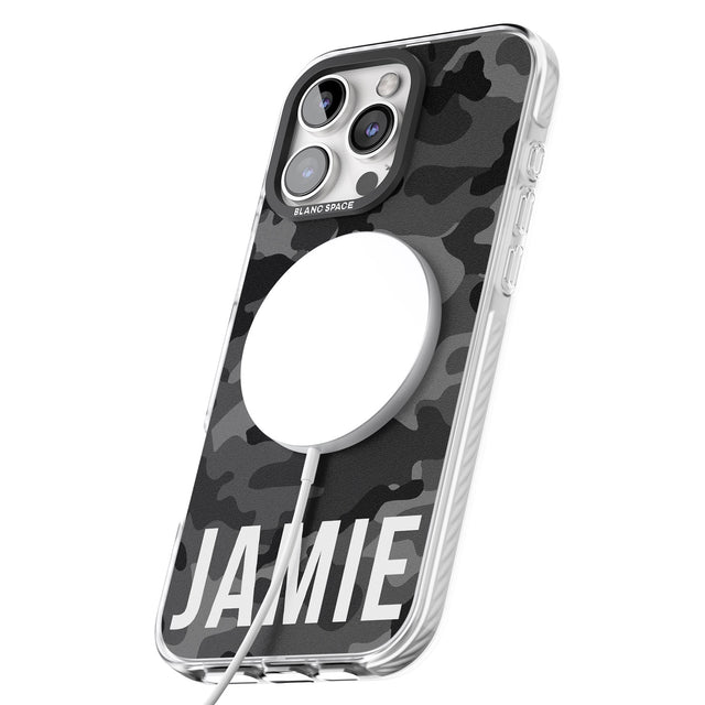 iPhone 16 Pro Max Personalised Horizontal Name Black Camouflage Black Impact Phone Case