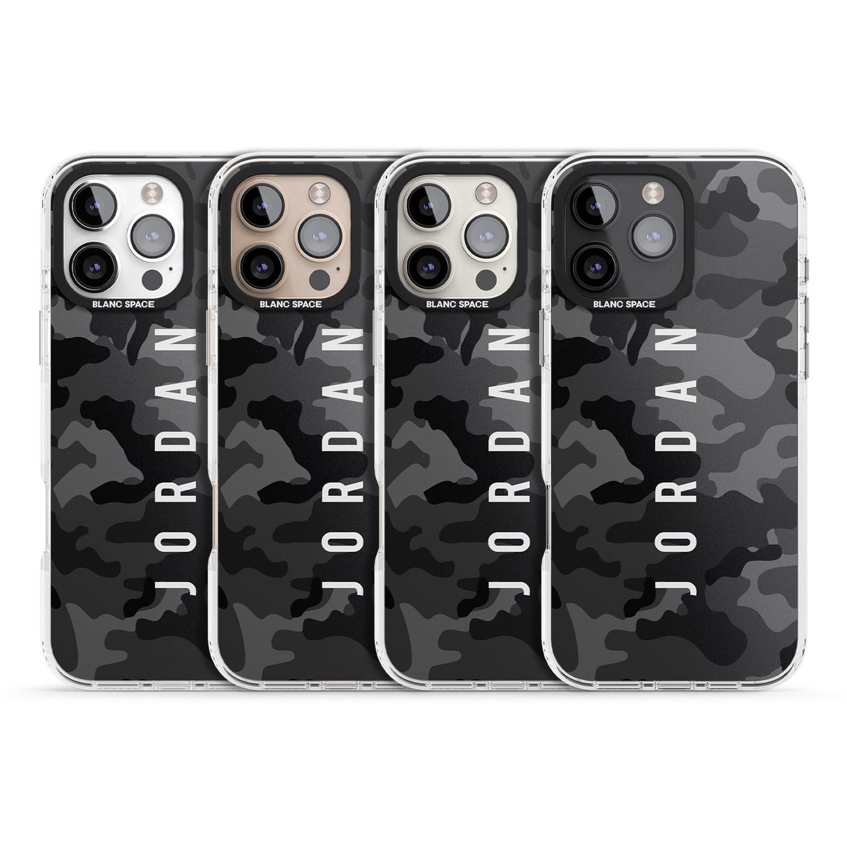 iPhone 16 Pro Max Personalised Small Vertical Name Black Camouflage Black Impact Phone Case