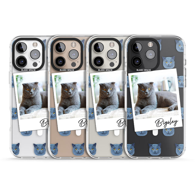 iPhone 16 Pro Max Personalised English Blue Cat Photo Black Impact Phone Case