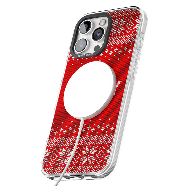 iPhone 16 Pro Max Personalised Red Christmas Knitted Jumper Black Impact Phone Case