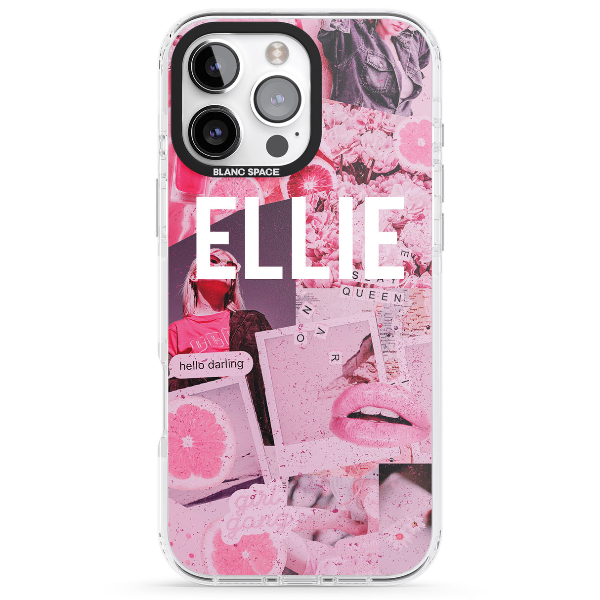 iPhone 16 Pro Max Personalised Sweet Pink Fashion Collage Black Impact Phone Case