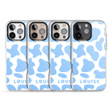 iPhone 16 Pro Max Personalised Blue and White Cow Print Black Impact Phone Case