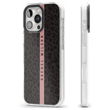 iPhone 16 Pro Max Personalised Pink Stripe Leopard Pattern Black Impact Phone Case