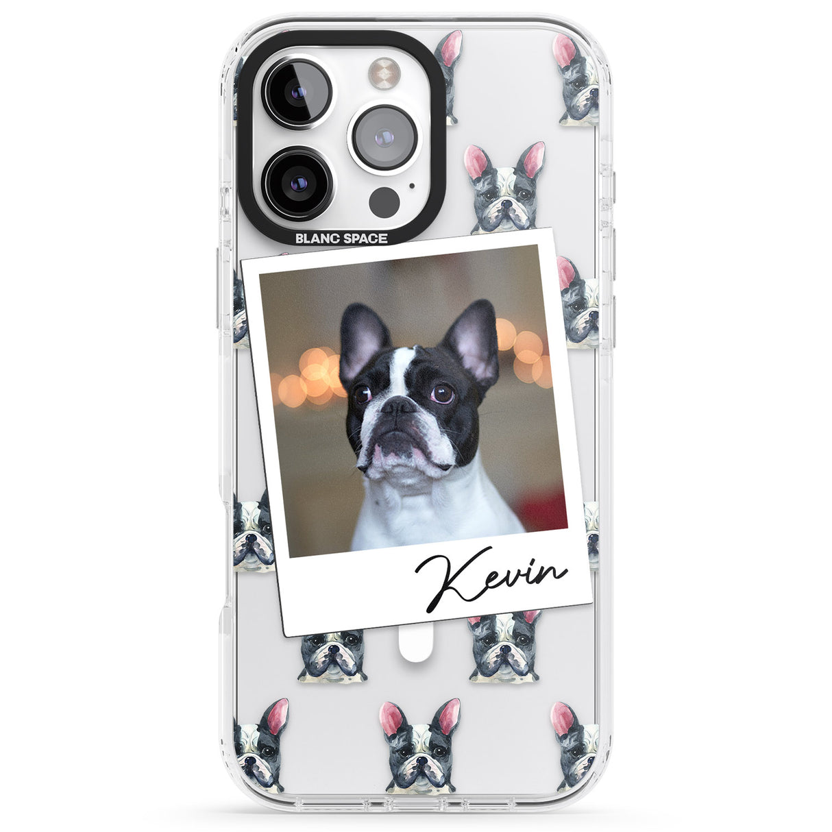 iPhone 16 Pro Max Personalised French Bulldog, Black & White - Dog Photo Black Impact Phone Case