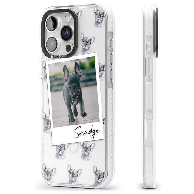 iPhone 16 Pro Max Personalised French Bulldog, Grey - Dog Photo Black Impact Phone Case