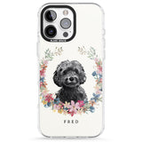 iPhone 16 Pro Max Personalised Black Cockapoo - Watercolour Dog Portrait Black Impact Phone Case