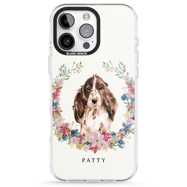 iPhone 16 Pro Max Personalised Brown Cocker Spaniel - Watercolour Dog Portrait Black Impact Phone Case