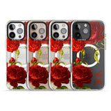 iPhone 16 Pro Max Personalised Clear Vintage Floral Red Roses Black Impact Phone Case