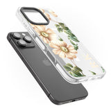 iPhone 16 Pro Max Personalised Clear Vintage Floral Cream Anemones Black Impact Phone Case