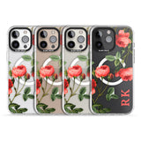 iPhone 16 Pro Max Personalised Clear Vintage Floral Pink Roses Black Impact Phone Case