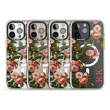 iPhone 16 Pro Max Personalised Clear Vintage Floral Pink Garden Roses Black Impact Phone Case