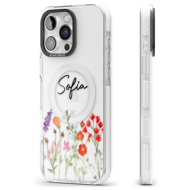 Personalised Spring Wildflowers Impact Magsafe Phone Case for iPhone 16 Pro, iPhone 16 Pro Max