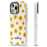 iPhone 16 Pro Max Personalised Sunflowers & Cursive Black Impact Phone Case