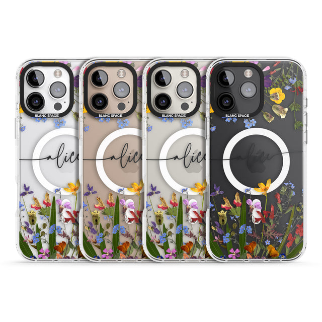 iPhone 16 Pro Max Personalised Wildflower Floral Black Impact Phone Case