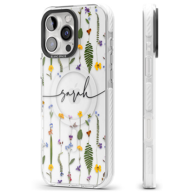 iPhone 16 Pro Max Personalised Wildflower Floral Black Impact Phone Case