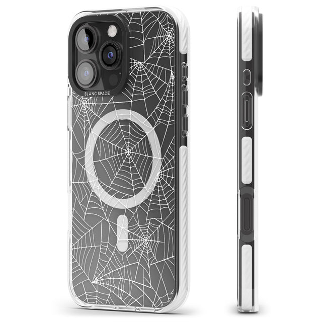 iPhone 16 Pro Max Personalised Spider Web Pattern Black Impact Phone Case