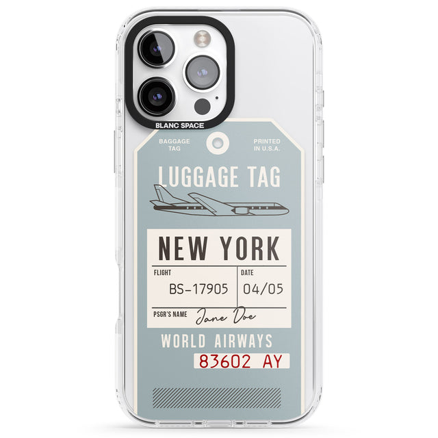 iPhone 16 Pro Max Personalised Vintage USA Luggage Tag Black Impact Phone Case