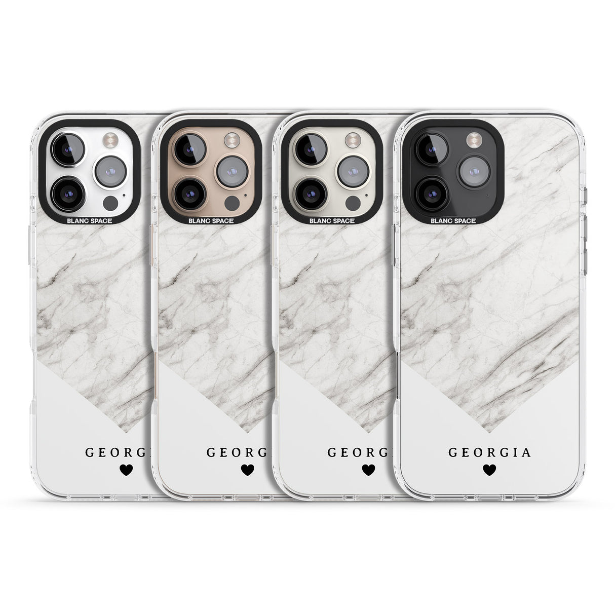 iPhone 16 Pro Max Personalised White Marble Black Impact Phone Case