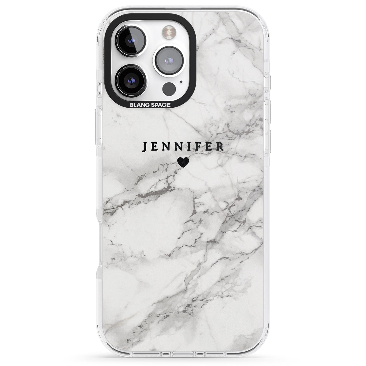 iPhone 16 Pro Max Personalised Classic Grey Marble Black Impact Phone Case