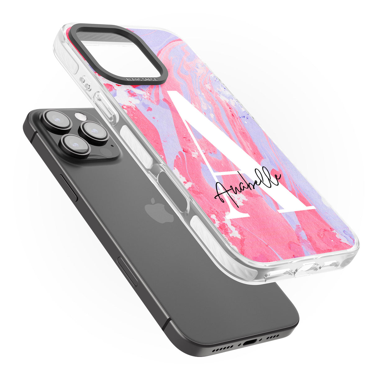 iPhone 16 Pro Max Personalised Pink & Purple - Marble Black Impact Phone Case