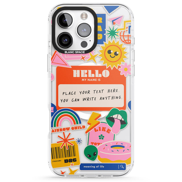 iPhone 16 Pro Max Personalised Nostalgia Sticker Mix #2 Black Impact Phone Case