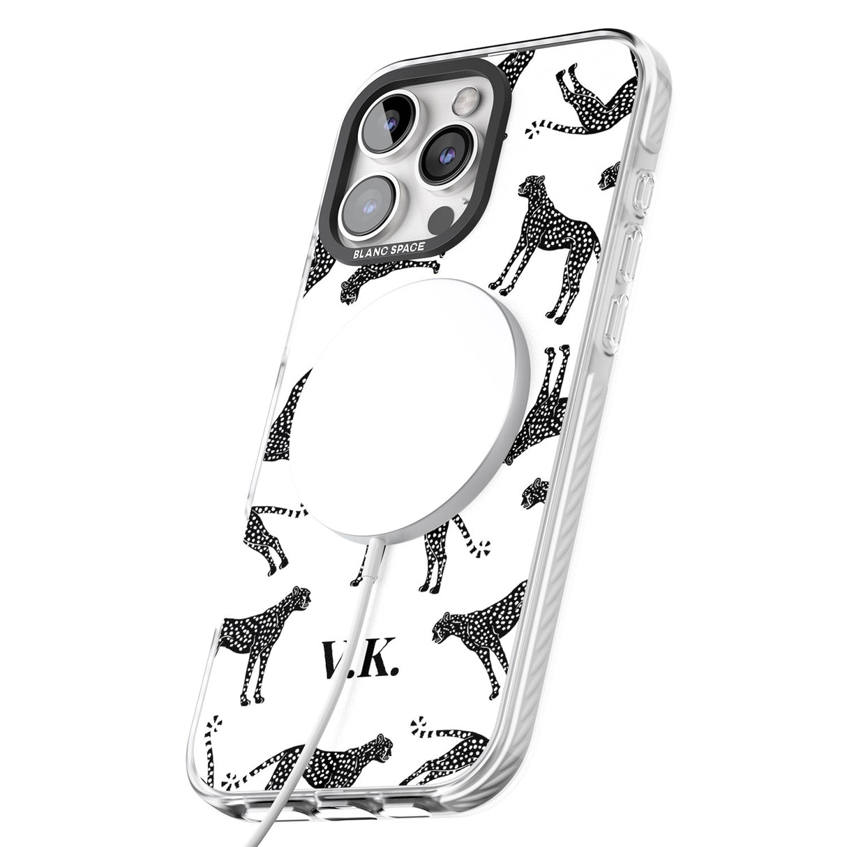 iPhone 16 Pro Max Personalised Cheetah Black & White Black Impact Phone Case