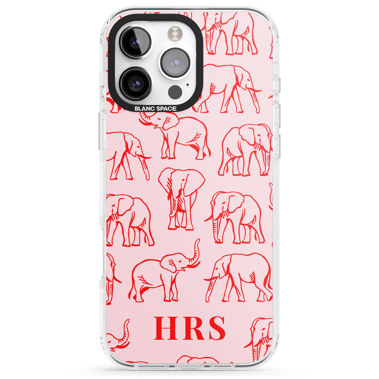 Personalised Red Elephant Outlines on Pink