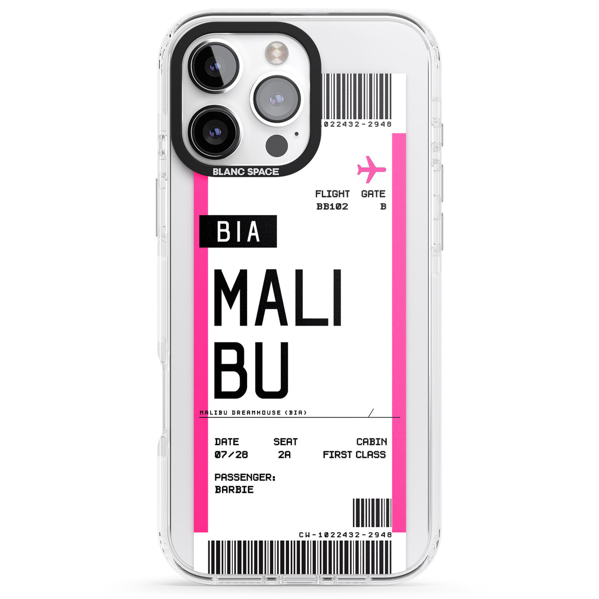 Personalised Pink Malibu Boarding Pass