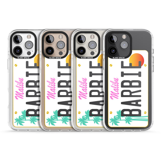 iPhone 16 Pro Max Personalised Malibu License Plate Black Impact Phone Case