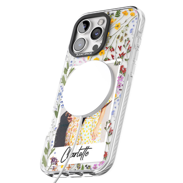 iPhone 16 Pro Max Personalised Wildflower Instant Photo Black Impact Phone Case