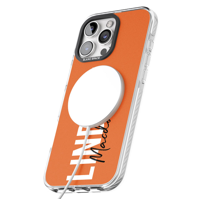 iPhone 16 Pro Max Personalised Bold Name: Orange Black Impact Phone Case