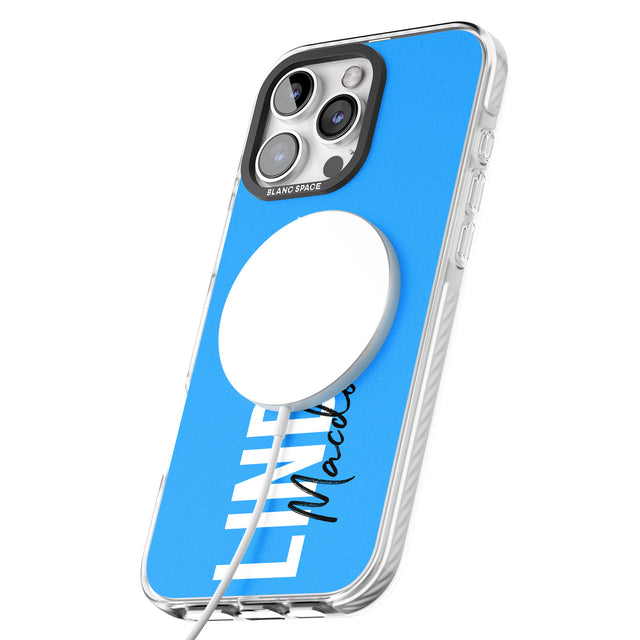 iPhone 16 Pro Max Personalised Bold Name: Blue Black Impact Phone Case