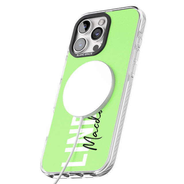 iPhone 16 Pro Max Personalised Bold Name: Lime Black Impact Phone Case