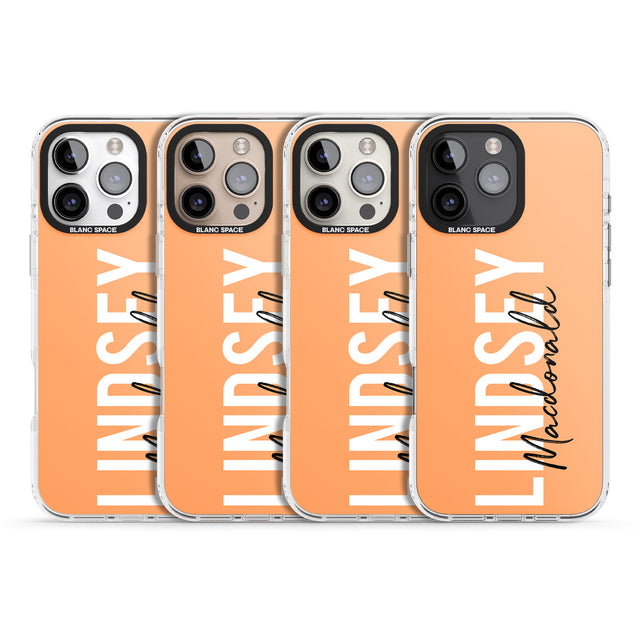 iPhone 16 Pro Max Personalised Bold Name: Peach Black Impact Phone Case