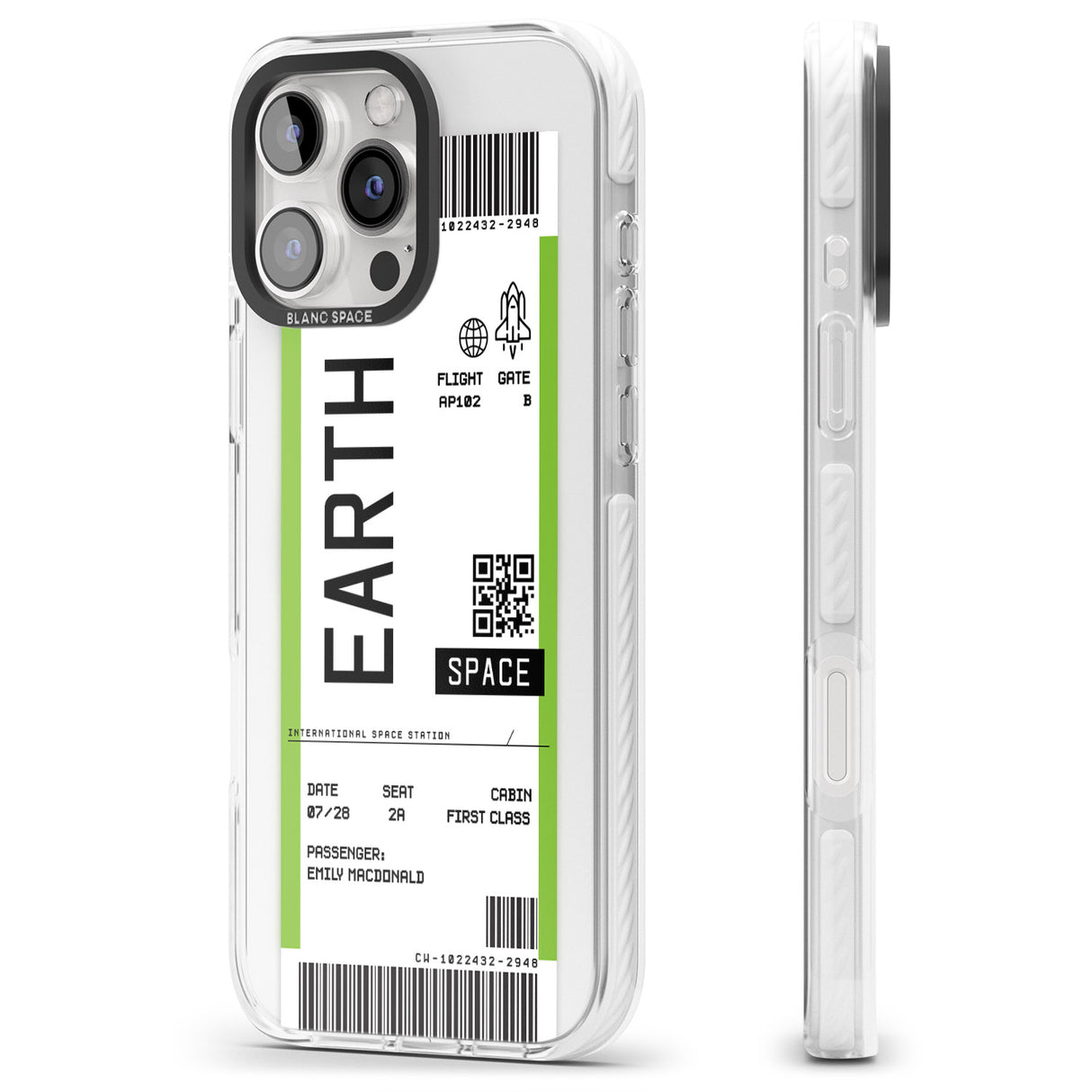 iPhone 16 Pro Max Personalised Earth Space Travel Ticket Black Impact Phone Case